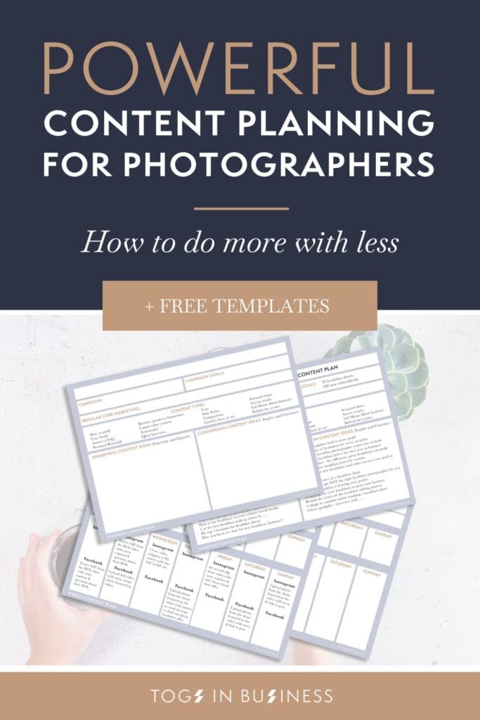Pin graphic titled: powerful content planning for photographers